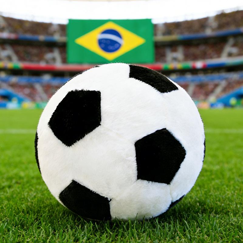 Black & White Cartoon Plush Football Toy - Cute Children's Gift & Cushion Ornament