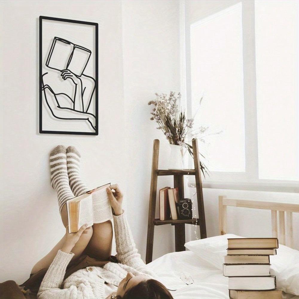 Art Deco Abstract Woman Line Metal Wall Art Set of 4 Modern Matte Black Minimalist Home Decor