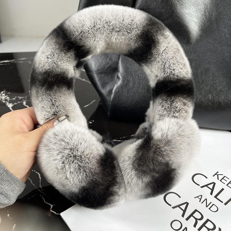 Foldable Plush Winter Earmuffs with Thick Rex Rabbit Fur - Cute Internet Celebrity Style