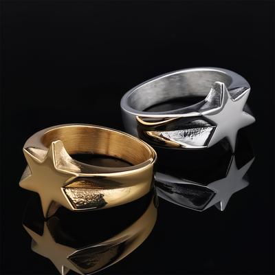 Vintage Stainless Steel Amulet Six Pointed Star Ring For Women Men Guardian Jewelry Fashion Accessory