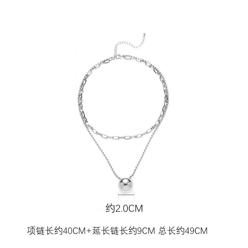 Simple style round beads stacked necklace temperament versatile sweater chain unique personality