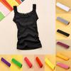 Moda feminina strass renda impressionante colete fino ajuste sexy regata camiseta