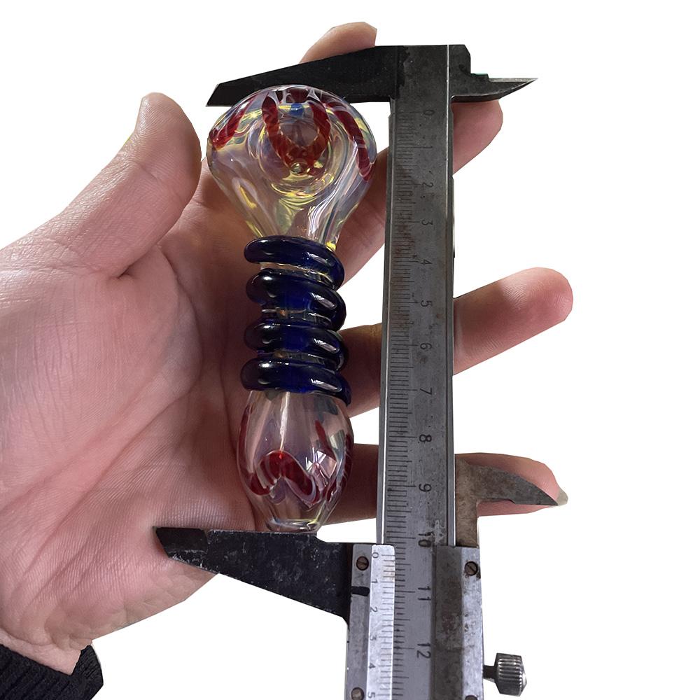 4" Glass Smoking Pipe Outside Bowl Hand Pipe Fumed Colorful Changing