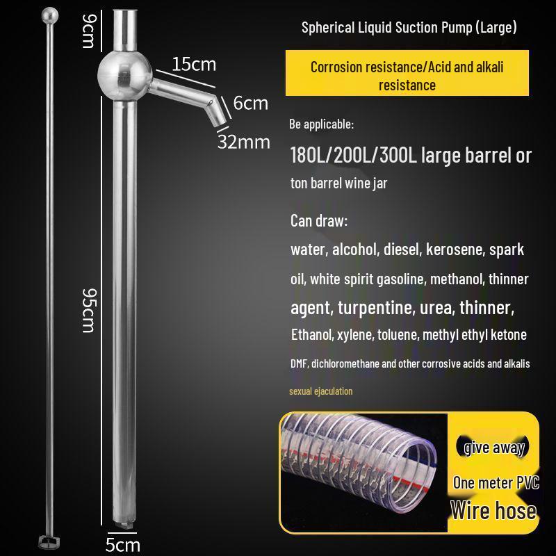 Hand-Cranked Stainless Steel Oil and Water Siphon Pump with 200L Steel Wire Hose