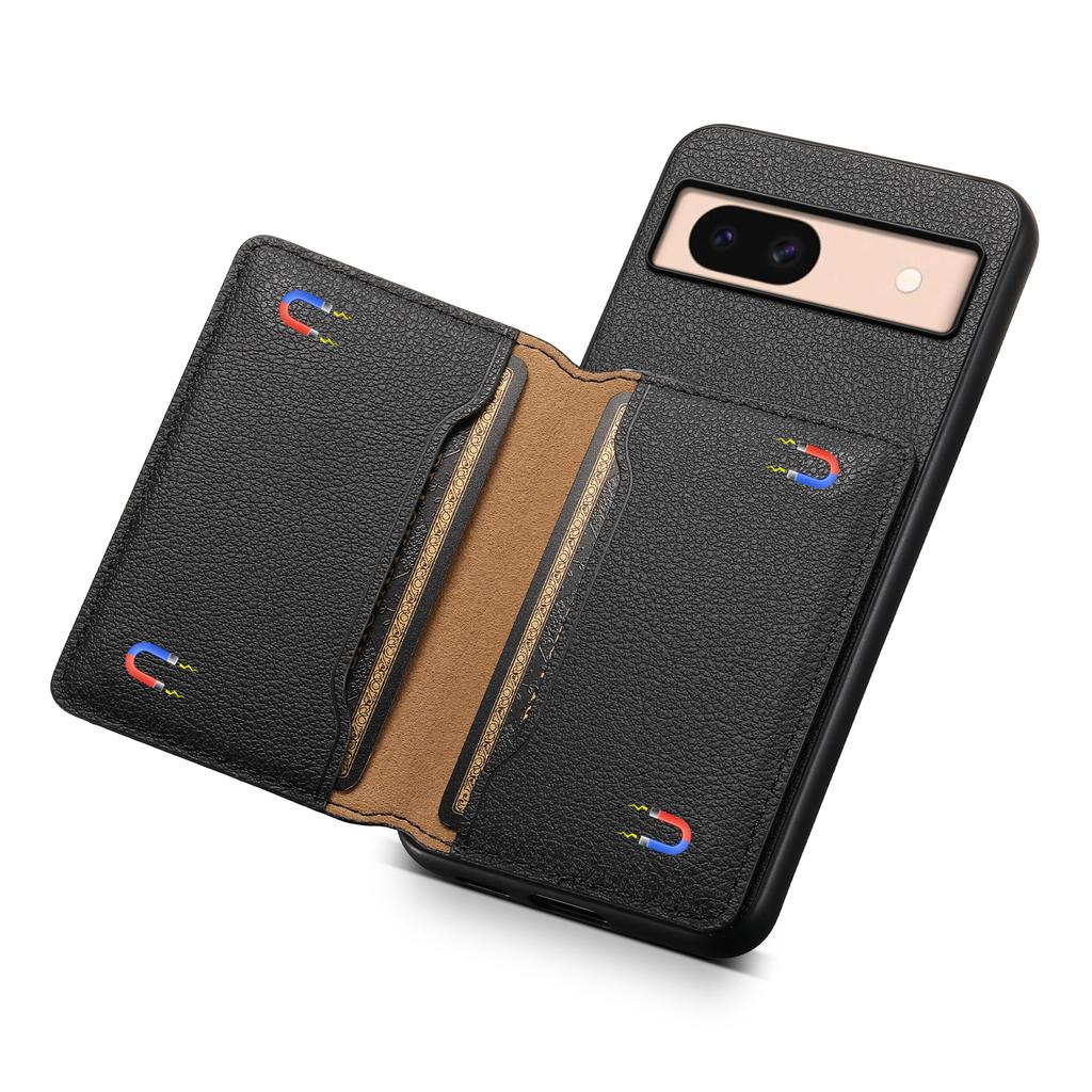 For Google Pixel 8a Slim-Fit Phone Case Card Slots Kickstand TPU+PC+PU Leather Cover