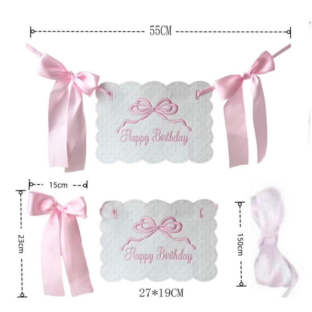 Bowknot One-Year-Old Birthday Cap Pink Blue Embroidery First Birthday Garland Lace Edge Ball Birthday Hat First Birthday