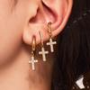 18k Gold-Plated Stainless Steel Zircon Cross Earrings – Minimalist Luxury Style
