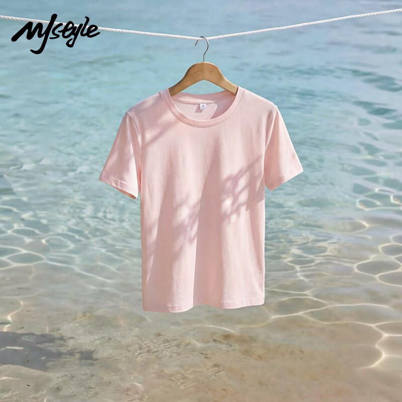 

MJ STYLE Solid Color Short-Sleeved Cotton T-Shirt L