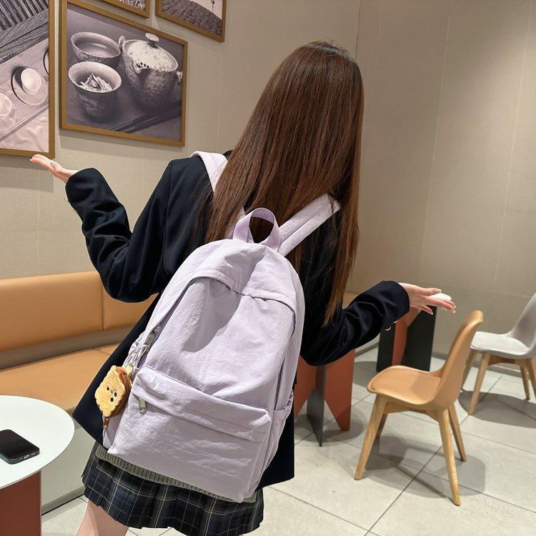 Schoolbag Japanese ins style campus solid color light leisure large capacity simple versatile schoolbag junior high school student backpack