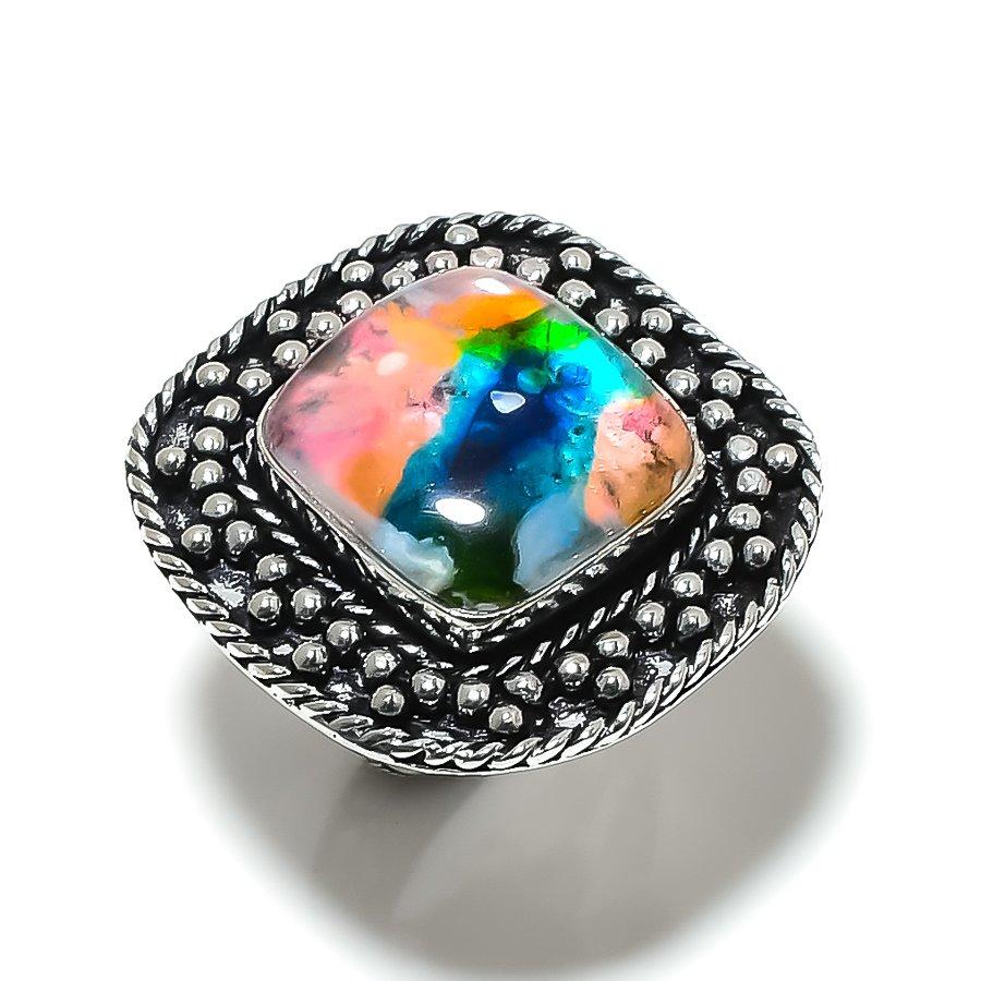 Dicorich Glass Gemstone 925 Sterling Silver Gift Jewelry Ring Size 6