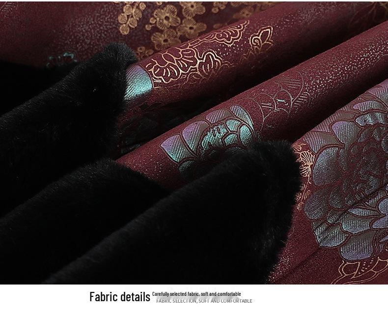 Chic New Chinese Style Faux Fur Fleece Jacket for Elderly Women