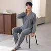 Pure Cotton Pajamas Men'S Spring And Autumn Long-Sleeved Trousers Cardigan Loose And Wearable Loungewear Suit