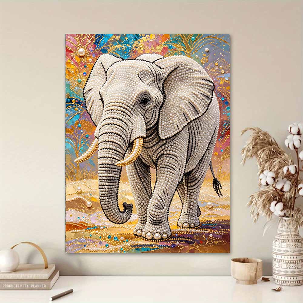 Elegant Elephant Pearl Kit DIY 5D Rhinestone Art Craft for Adults Home Party Decoration Handmade Gift