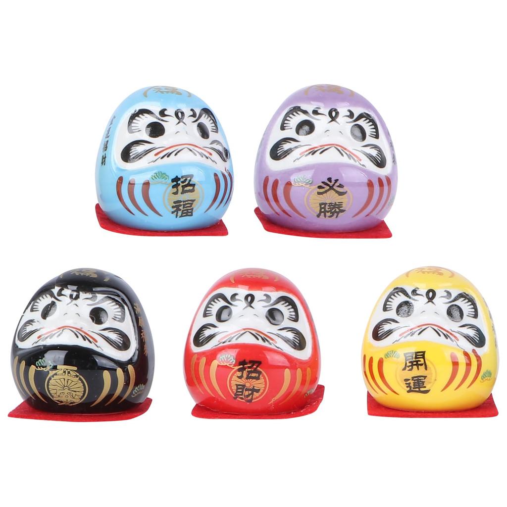 Ledmomo Daruma Figurka Mini Daruma Figurka Keramická figurka 5 kusů 5X4cm Přináší Good Heian Hodně štěstí Nový rok Dekorace Daruma-san Daruma-sama