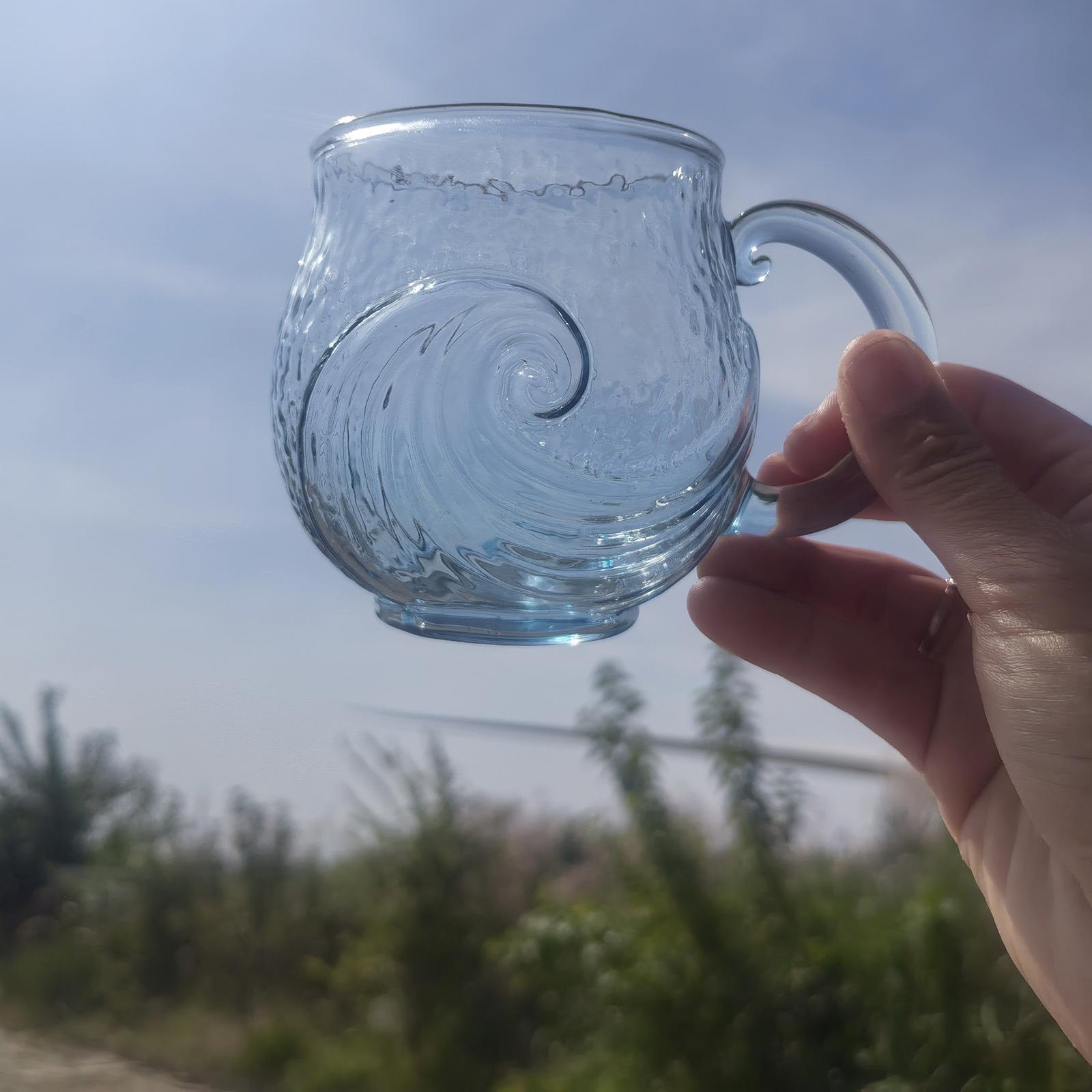 

Sea Wave Mug Wave Cup Glass Sea Style Water Cup One Size