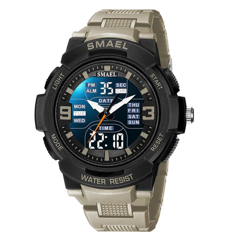 Herre Militærklokke Nye moteklokker Quartz Armbåndsur Herre 50m vanntett sportsklokke Digital Shock Army Watch