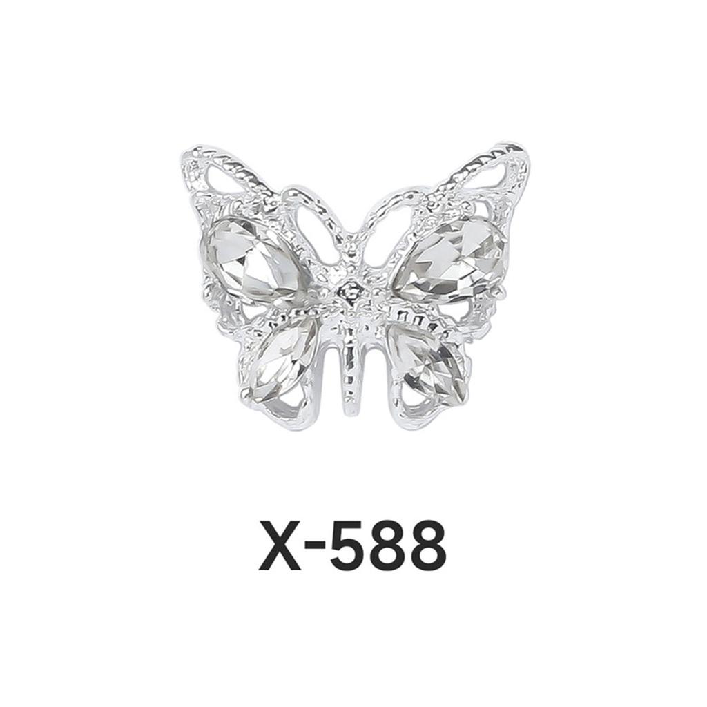 10Pcs Shiny Alloy Butterfly Nail Charms Metal Butterfly Nail Gems Nail Rhinestone 3D Gold Silver Nail Charm Nail Jewelry