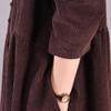 2025 Spring/Autumn Retro Corduroy Loose Long Sleeve Solid Color Dress