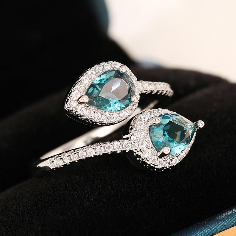 Huitan Stylish Bright Zirconia Adjustable Ring Women Engagement Accessories with Fashion Design Delicate Female Finger Jewelry