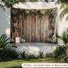 2D Rustic Wood Flower Backdrop Cloth for Boho Wedding Bridal Party Photoshoot Background Banner