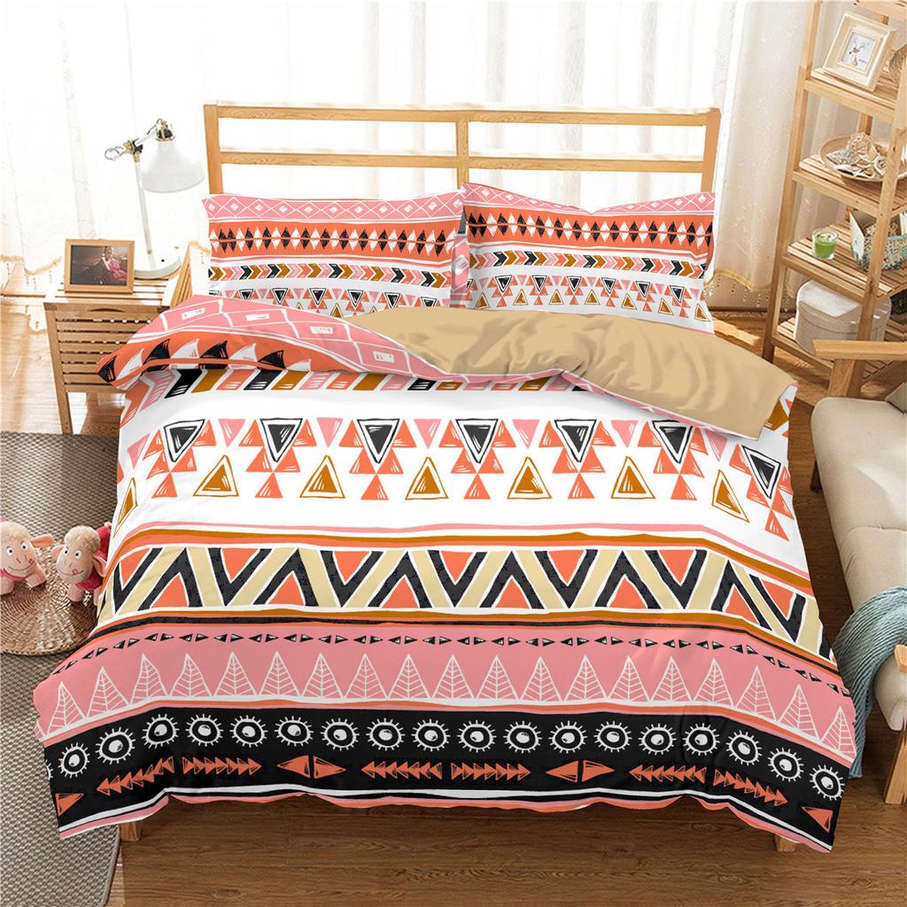 Bohemian-Bettwäsche-Set, Schlafzimmer, Bettbezug, Kissenbezug, Bettwäsche, Einzelbett, Doppelbett, volle Größe, 2/3-teilig, Mikrofaser