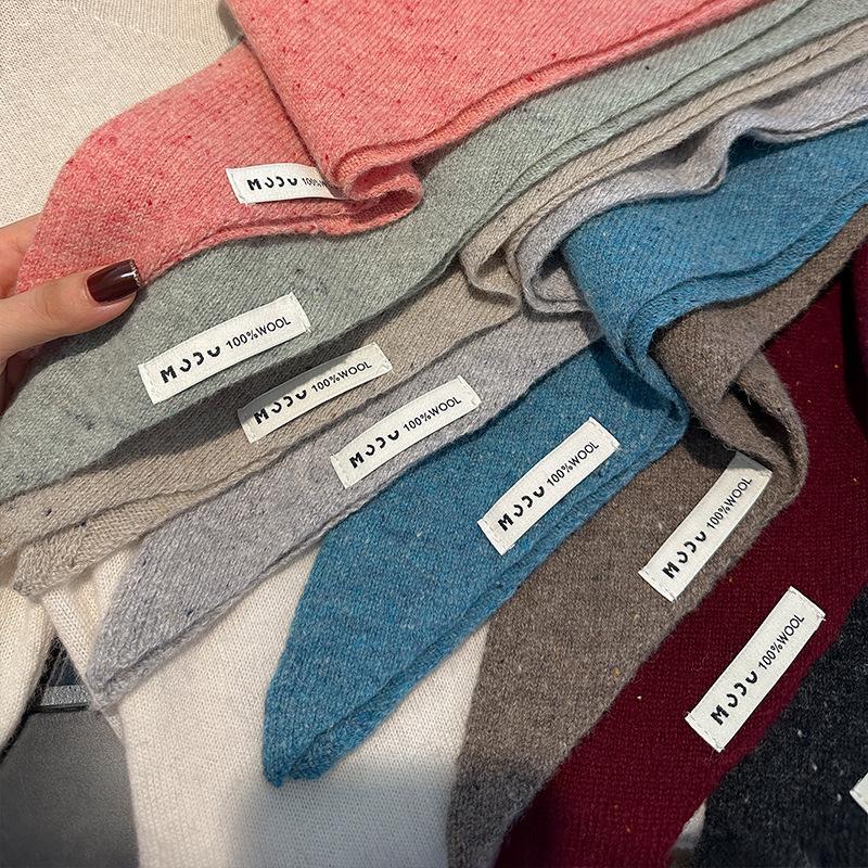 Strickschal für Damen, 100 % Wolle, Winterwarm, Dreieckiges Design, Unifarben, Dickes Tuch, Weicher Kaschmir-Pashmina-Halskragen, NEU