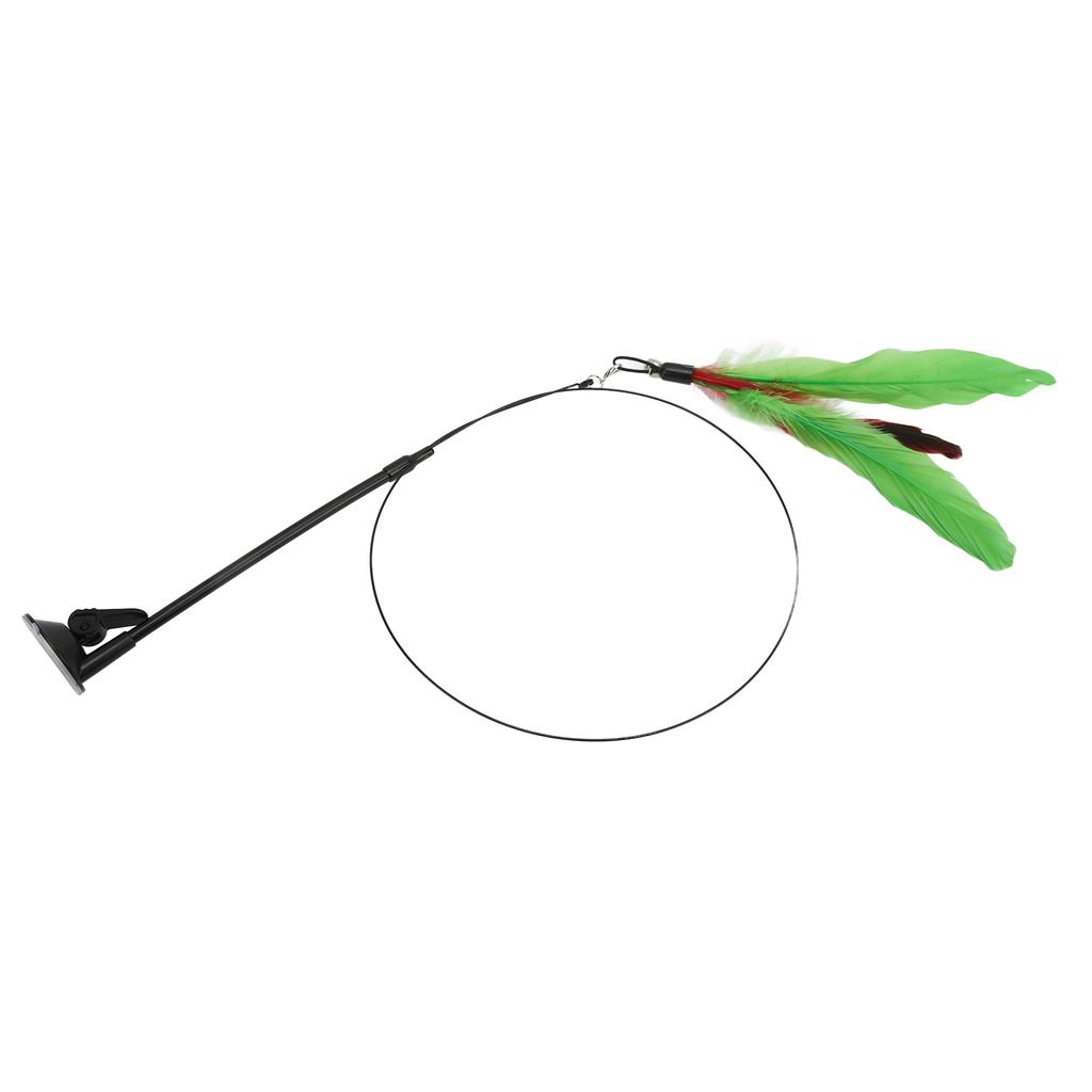 Funny Cat Feather Stick Interactive Handheld Cat Feather Wand with Suction Cup for CatsGreen