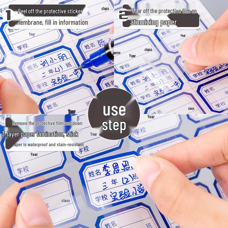 Waterproof Cartoon Name Stickers for Students - Self-Adhesive, Anti-fouling Labels for Handwritten Marking