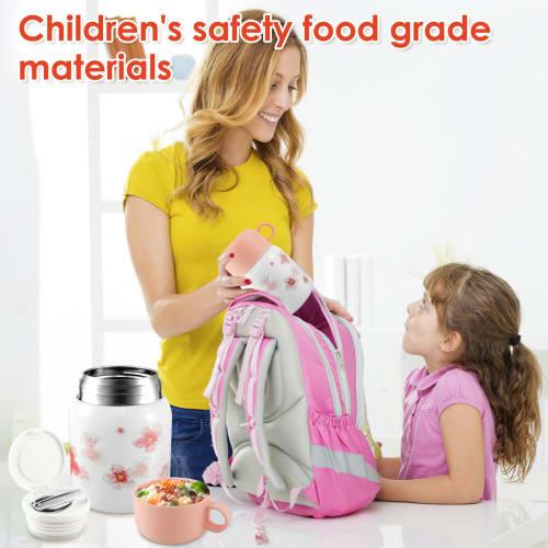 Pevcwa Vacuum Insulated Soup Jar with Spoon and Cup, 500ml Large Capacity, Vacuum Insulated, Stainless Steel, Keeps Hot or Cold, Keeps Hot for 12 Hour