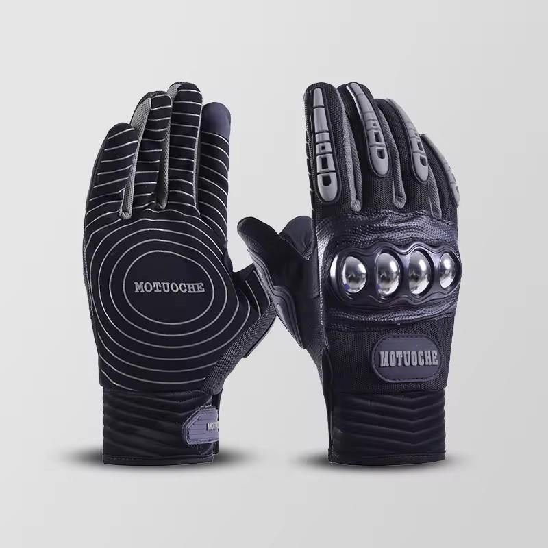 Breathable Full Finger Mens Motorcycle Racing Touchscreen Outdoor Cycling Riding Gloves темно серый