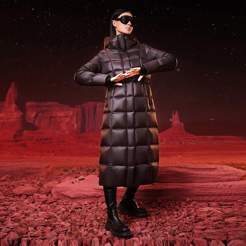 Tanboro Women's Long Goose Down Hooded Puffer Coat TD236890