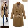 Womens Mid-Length Wool Blend Coat Double-Breasted Classic Trench Outerwear Plus Size S-5XL