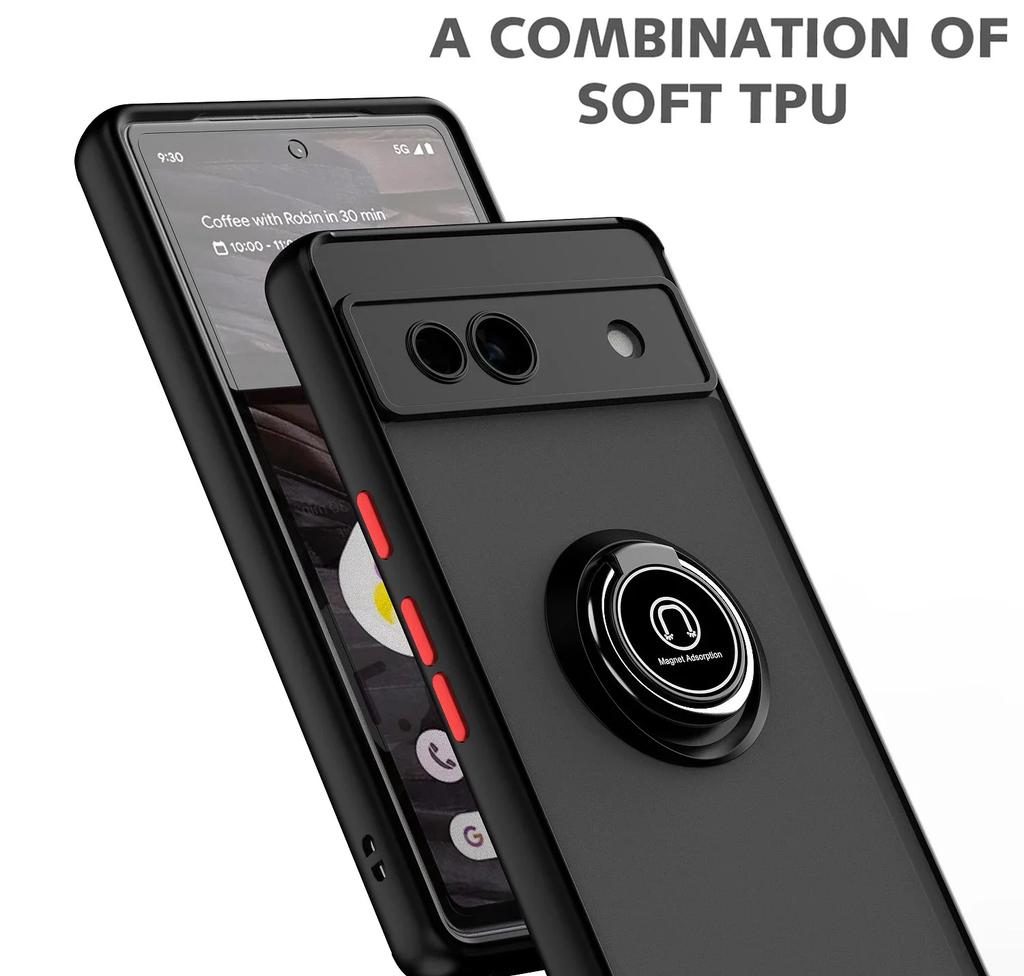 Armor Matt Deksel For Google Pixel 9 Pro 8A 8 7A 7 6 Pro Deksel Ring Magnetisk Holder Stativ Støtsikkert Coque Fundas