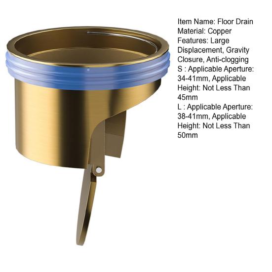 Drain Strainer Gravity Closure Large Displacement Deodorization Copper Bathroom Floor Drain Deodorant Core Household Supply