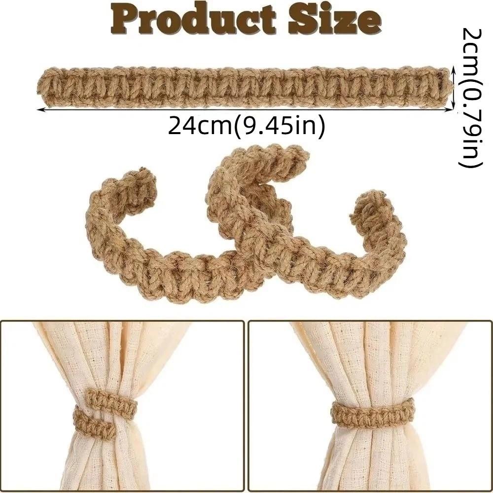 2Pcs Handwoven Curtain Holdback Vintage Curtain Holder Modern Curtain Tie Rope  Living Room