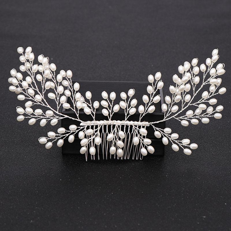 Silberfarbene Perle Kristall Hochzeit Haarkämme Haaraccessoires für Braut Blume Kopfschmuck Frauen Braut Haarschmuck Schmuck