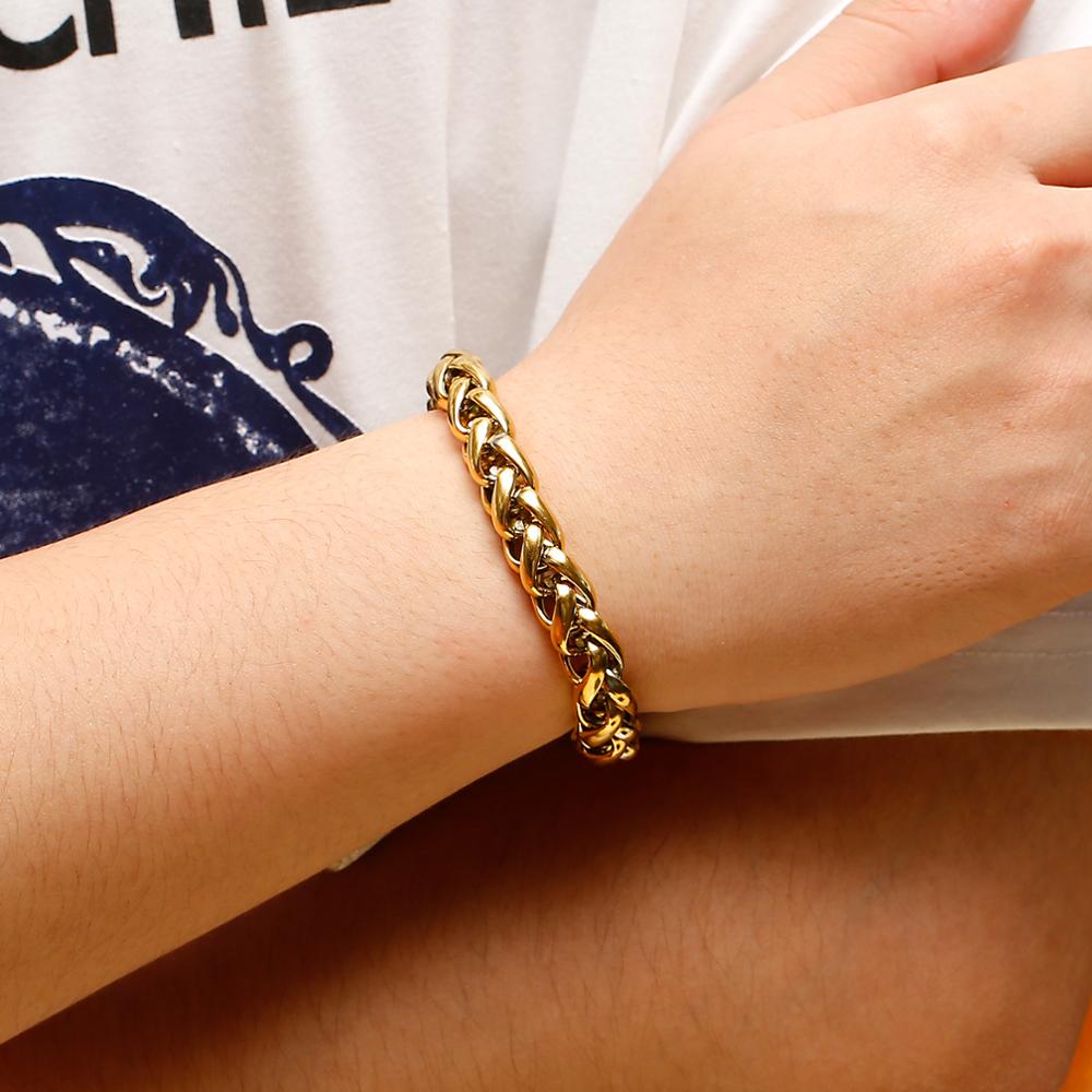 Kalen 316L Stainless Steel Singapore Twisted Chain Men's 210mm Simple Spring Clasp Bracelet Jewelry Accessories