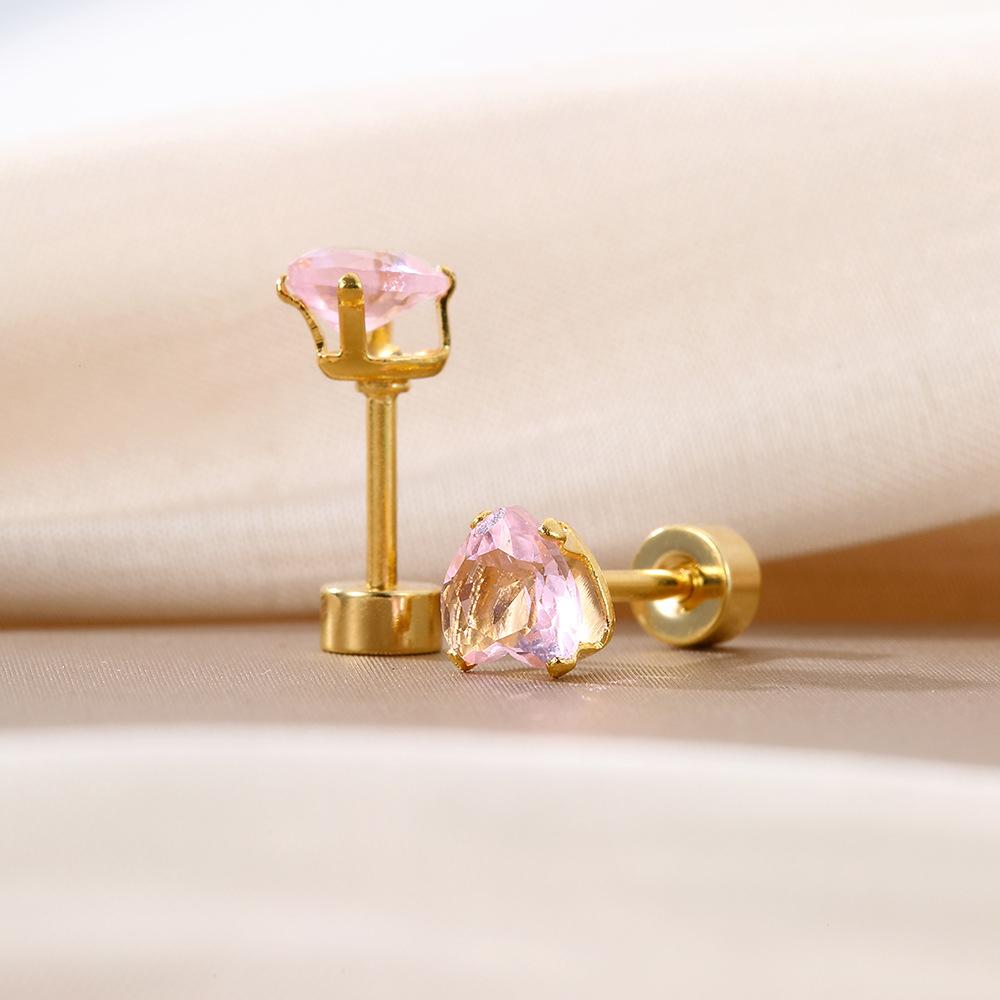 Simple Color Love Zircon Dopamine Stud Earrings, Light Luxury Design Sense Spiral Fashion Earrings Women