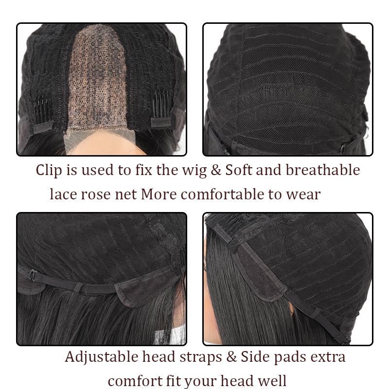 Lace Style lange gerade Kopfbedeckung lange gerade Perücke hitzebeständige Faser Perücke Damenperücke tragen einfach und komfortabel