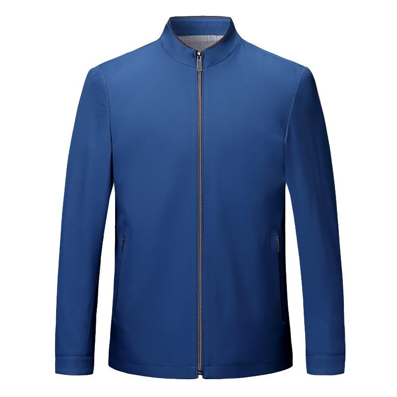 Mulberry silk high-end jacket for middle-aged men, loose business casual stand-up collar top, spring and autumn thin men's jacket