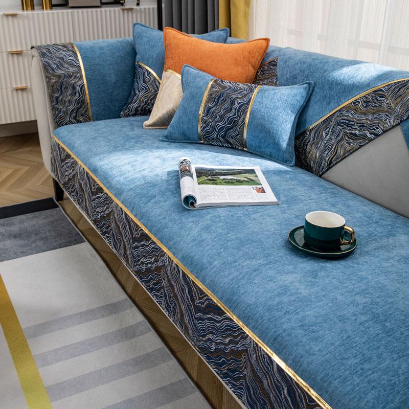 Jacquard Patchwork Sofabezug 1/2/3 Sitzer L Form Schnittsofa Schonbezug Chenille Armlehne Möbelschutz Wohnzimmer