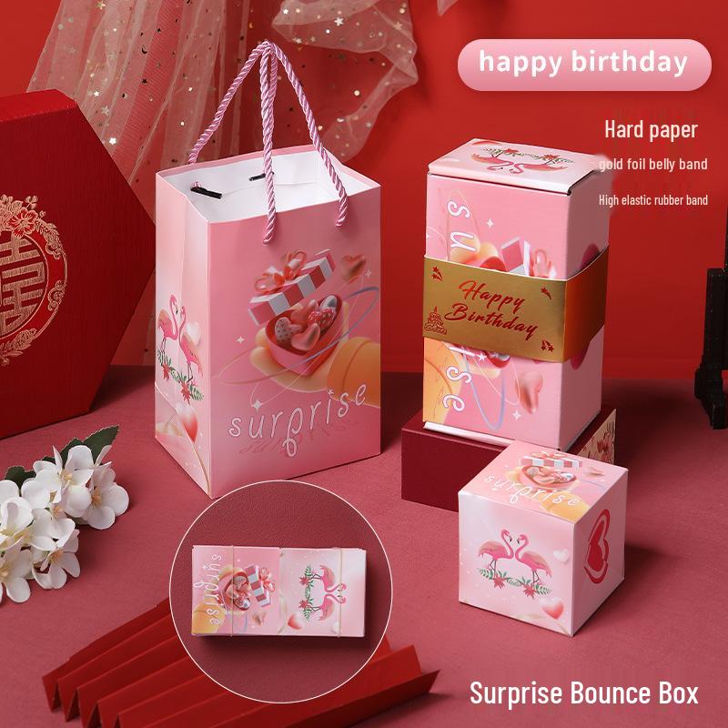 Douyin-Style Birthday Surprise Box: Popping Red Envelopes & Flying Confetti Explosion Gift