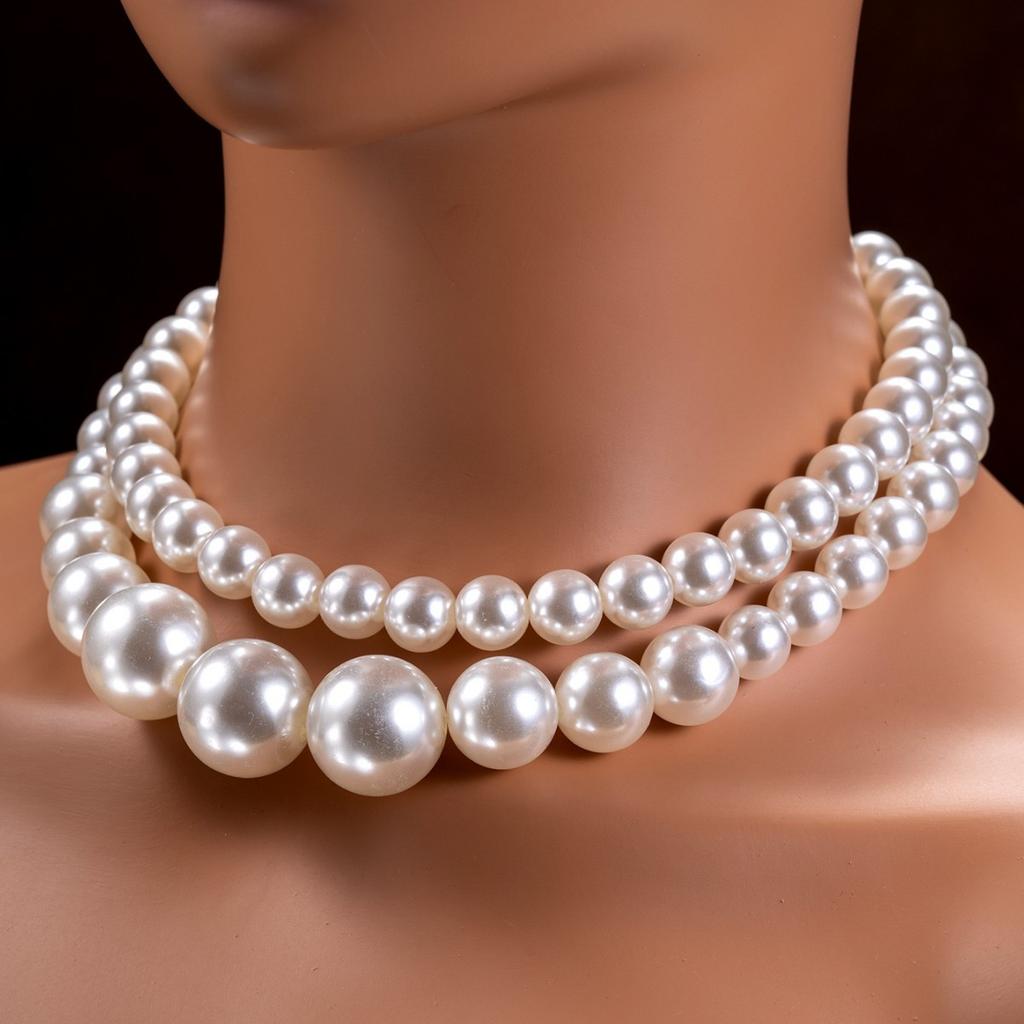 Beaded necklace set, simple trend style, temperament size, pearl exquisite necklace