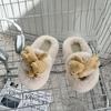 Sheepskin version of rabbit fluffy slippers for women's winter wear 2025 new removable doll thick bottom fashion one-word drag