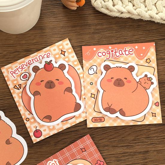 4 Pack Capybara Sticky Notepads, 30 Sheets Cute Self Sticky Notepads, Cartoon Animal Memo Pads, Adhesive Notes for Office School Students Party Favors