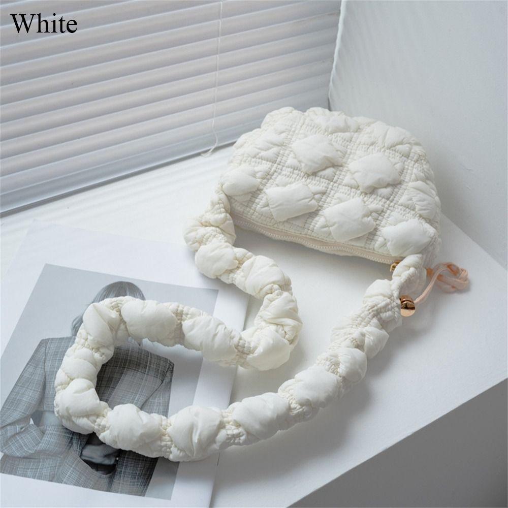 Women Cloud Pleated Bubbles Messenger Bag Elegant Quilted Shopping Bag Casual Shoulder Bag Fashion Simple Solid Color Handbags