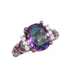 Zhenrong Rainbow Gemstone Ring: European & American Style, 7-Color Stone, 925 Silver-Plated Women's Jewelry