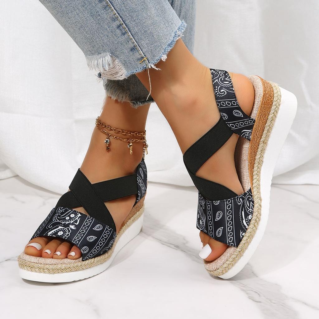 Fashion Women Wedges Sandals 2025 New Summer Platform Sandals Open Toe Espadrilles Shoes for Women Retro Outdoor Ladies Casual Sandales
