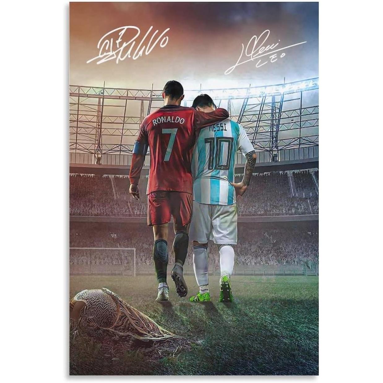Messi Ronaldo tapestry poster wall art canvas 75x100