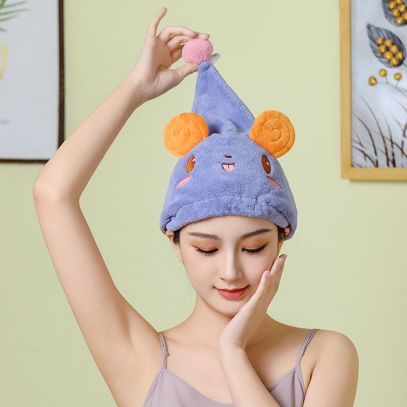 Cute Cartoon Antibacterial Quick-Dry Hair Cap - Super Absorbent, Elastic Bath Head Wrap Towel for Women
